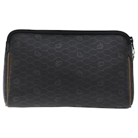 Christian Dior-Christian Dior Honeycomb Canvas Clutch Bag PVC Leather Black Auth yk11503-Black