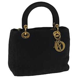 Christian Dior-Christian Dior Lady Dior Canage Hand Bag Nylon Black Auth ep3776-Black