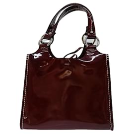 Bally-BALLY Hand Bag Enamel Red Auth bs12846-Red