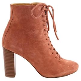 SéZane-Suede Lace Up Boots-Pink