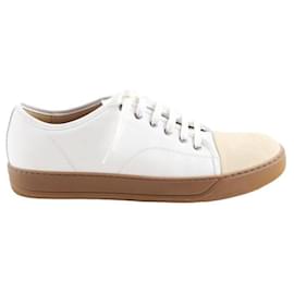 Lanvin-Leather Low-Top Sneakers-White