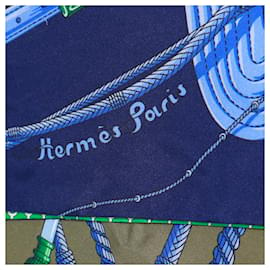 Hermès-HERMES Foulards T.  silk-Bleu Marine