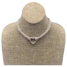 Autre Marque-TIFFANY & CO. Collier à bascule ras du cou en forme de cœur en maille multi-rangs en argent sterling-Argenté