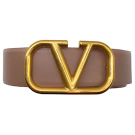 Autre Marque-Valentino Taupe / Black Reversible VLogo Leather Belt-Beige