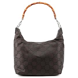 Gucci-GUCCI Shoulder bags Leather brown Bamboo-Brown