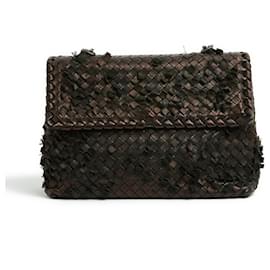 Bottega Veneta-Borsa Bottega Veneta Olimpia GM in pelle Intrecciato marrone bronzo-Marrone