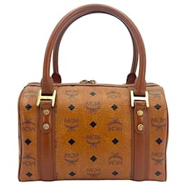 MCM-MCM handbag Boston Bag One Pocket Cognac bag Heritage handbag logo-Cognac