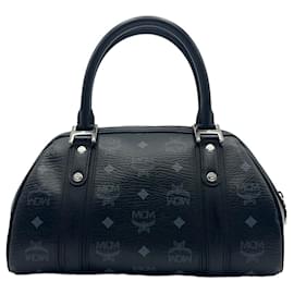 MCM-Bolsa de mão MCM Boston Bag preta, bolsa de alça Heritage com logotipo.-Preto