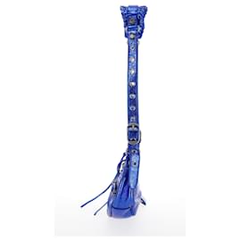 Balenciaga-Bolso de hombro Balenciaga metalizado Le Cagole XS en piel de cordero azul-Azul