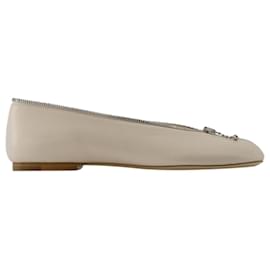 Burberry-Sadler Ballerinas mit Reißverschluss - Burberry - Leder - Weiß-Weiß