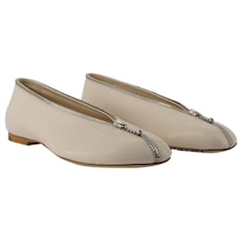 Burberry-Bailarinas Sadler Zip - Burberry - Piel - Blanco-Blanco