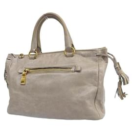 Prada-Vitello Daino Handle Bag  in Very Good Condition-Grey