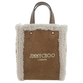 Jimmy Choo-Camurça Mini N/Bolsa tote em shearling MININSTOTEDHA-Outro
