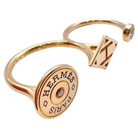 Hermès-Hermes 18K Diamond Gambade Double Ring Metal Ring H216633B in Excellent condition-Other