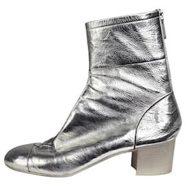 Chanel-Silver boots with back zip - size EU 41.5-Silvery