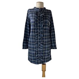 Apc Hemdkleid Gingham Blau Baumwolle Blau