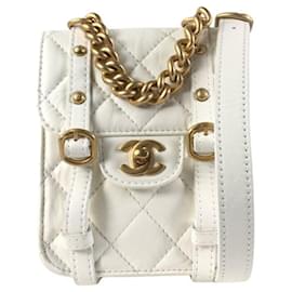 Chanel-Chanel White Mini Quilted calf leather City School Flap-White
