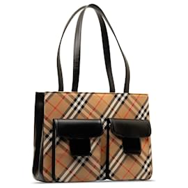 Burberry-Burberry Brown Nova Check lined Pocket Tote-Brown,Beige