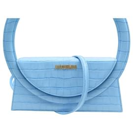 Jacquemus-NEW JACQUEMUS LE ROND HANDBAG IN EMBOSSED CROCODILE LEATHER 23E221BA015 BAGS-Blue