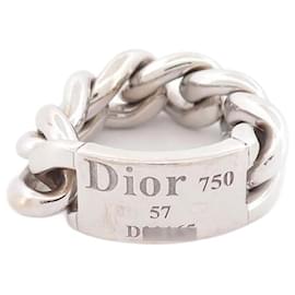 Christian Dior-CHRISTIAN DIOR CURB T-RING55 WEISSES GOLD 18K 13.8G WEISSGOLDENER RING-Silber