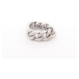 Christian Dior-CHRISTIAN DIOR CURB T RING55 WHITE GOLD 18K 13.8G WHITE GOLDEN RING-Silvery