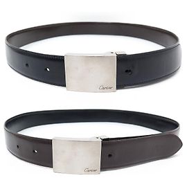 CINTO DE ELO REVERSÍVEL CARTIER 28 MM T80 EM CINTO DE COURO PRETO E MARROM Preto