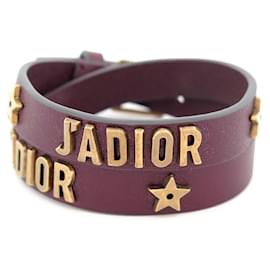 Christian Dior-NEW DIOR lined TOWER J’ADIOR BRACELET 16/18 IN BORDEAUX LEATHER STRAP-Dark red
