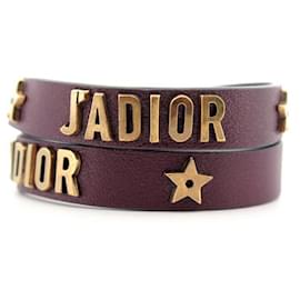 Christian Dior-NEW DIOR lined TOWER J’ADIOR BRACELET 16/18 IN BORDEAUX LEATHER STRAP-Dark red