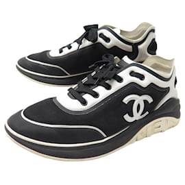 Chanel-CHANEL SHOES SNEAKERS LOGO CC G34764 45 TWO-TONE CANVAS SNEAKERS SHOES-Other