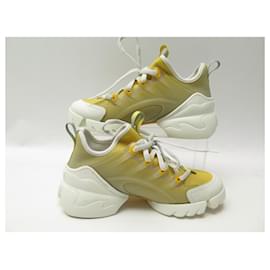 Dior-CHAUSSURES CHRISTIAN DIOR BASKETS D-CONNECT 36 TOILE BOITE SNEAKERS SHOES-Jaune