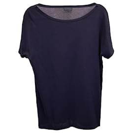 Lanvin-Lanvin Basic-T-Shirt aus marineblauer Baumwolle-Blau