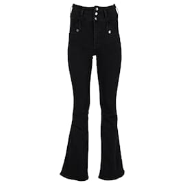 Veronica Beard-Veronica Beard Pantalon évasé taille haute Giselle en coton noir-Noir