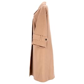 Khaite-Khaite Phelton Pointed-Collar Coat in Beige Wool-Brown,Beige