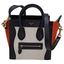 Céline-Celine Nano Luggage Bag in Multicolor Canvas and Leather-Multiple colors