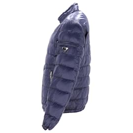 Prada-Prada Zipped Puffer Jacket in Blue Nylon-Blue