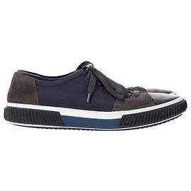Sneakers Stringate Prada in Tela Blu Navy Blu