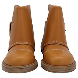 Alexander Mcqueen-Alexander McQueen Cuff Boots In Brown Leather-Brown