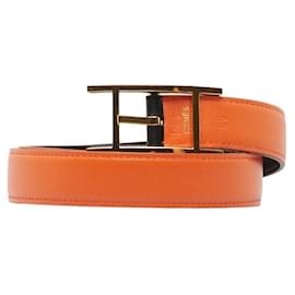 Hermès-Hermes Leather Reversible Hapi Belt Cinturón de cuero en buen estado-Otro