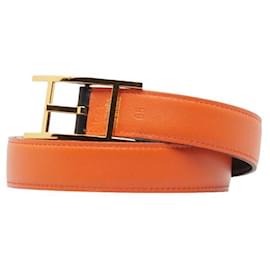 Hermès-Hermes Leather Reversible Belt 65 in Great Condition-Orange