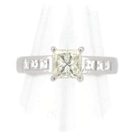 Tasaki-Tasaki PT900 Platinum Diamond Ring 1.02CT 0.40CT Size 9 in Great Condition-Silvery