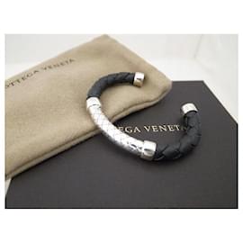 Bottega Veneta-Bottega Veneta Intrecciato Nappa Leather Bangle Bracelet S Black in Great Condition-Black