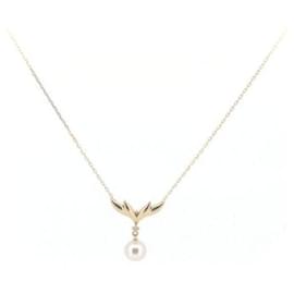 Mikimoto-Mikimoto 18Collier K Pearl Diamond Collier en métal en excellent état-Autre