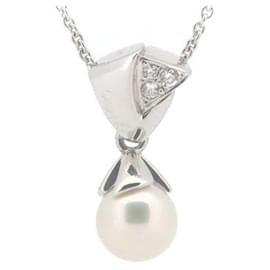 Mikimoto-Mikimoto 18K Perlen-Diamant-Halskette aus Metall in ausgezeichnetem Zustand-Andere