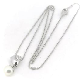 Mikimoto-Mikimoto 18K Pearl Diamond Necklace Metal in Excellent condition-Other