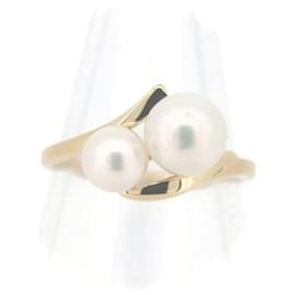 Mikimoto-Mikimoto 18Bague K Pearl Ring en métal en excellent état-Autre