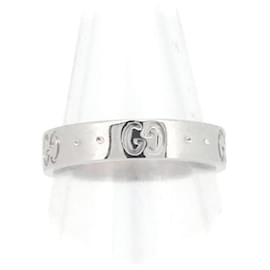 Gucci-18Bague icône K GG en très bon état-Argenté