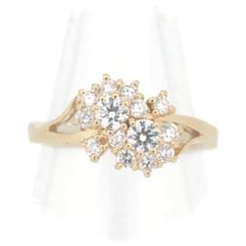 Mikimoto-18K Diamond Cluster Ring  in Great Condition-Golden