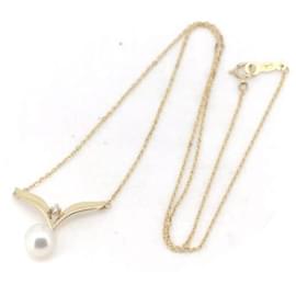 Mikimoto-Mikimoto 18Collar de diamantes K Pearl Collar de metal en excelentes condiciones-Otro