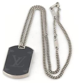 Louis Vuitton-Collar con placa Eclipse con monograma de Louis Vuitton Collar de metal M63640 en buen estado-Otro