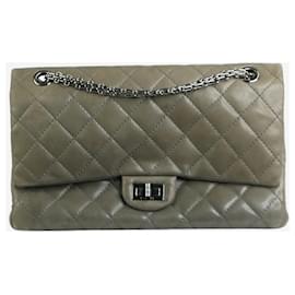 Chanel-gris grande 2009 2.55 bolso con solapa-Gris